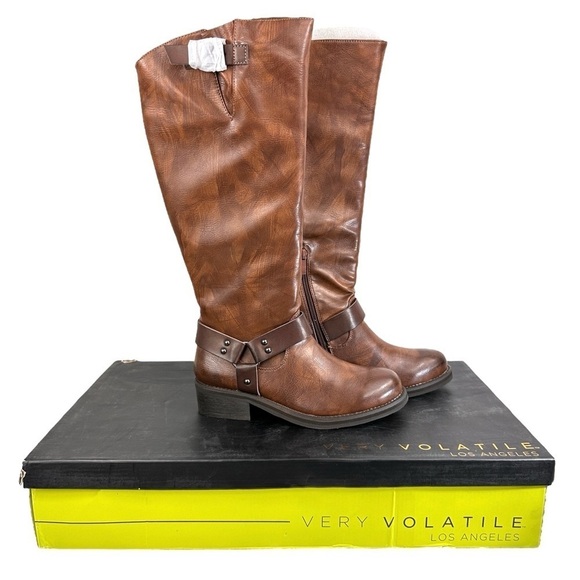 Very Volatile Tall Meridee Boots in Caramel Brown Size 8 - Picture 6 of 11
